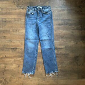 Flying Monkey Distressed Raw Hem Straight Leg Jeans Women’s Size 26 Blue High Ri